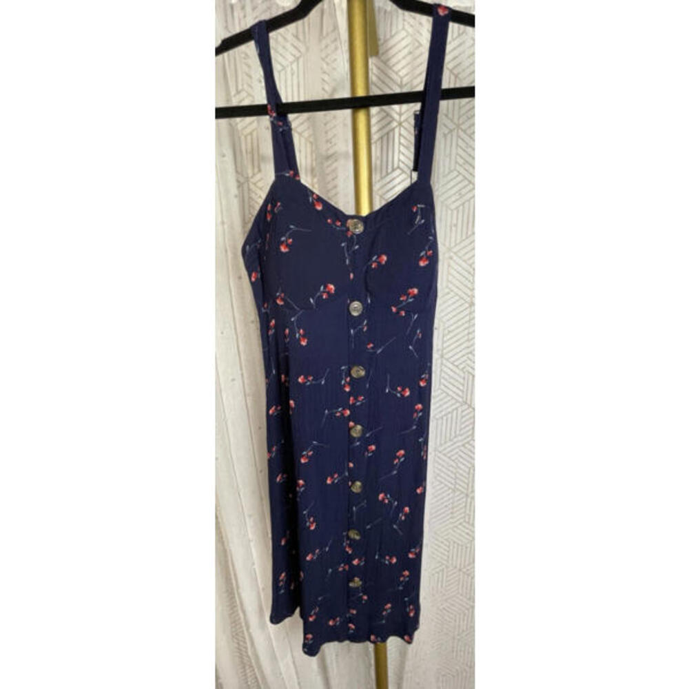 Wallflower Navy Blue Floral Mini Dress Sleeveless V-Neck Summer Sundress Boho L
